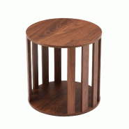 Oviala Business Table basse effet bois ronde diam 50 cm bois foncé - marron Bois massif 114543