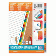 Oxford Intercalaires alpha A4, 20 positions A-Z, en carte 170g/m², coloris assortis - 3045050059063