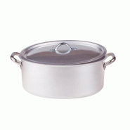 Pentole Agnelli, casserole ovale avec couvercle ø 50 professionnelle en aluminium pur, 2 poignées inox - aluminium 8007441017248