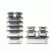 PIKA | Lot de 12 boites alimentaires en inox | Batch cooking | Compatible au micro-ondes, four, congélateur | Rangement facile - gris inox 3760211391 PIKA | Lot de 12 boites alimentaires en inox | Batch cooking | Compatible au micro-ondes, four, congélateur | Rangement facile - gris inox 3760211391
