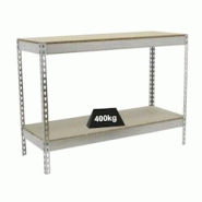 PROREGAL Étagère pour charges lourdes MINI WOOD YETI TWO | HxLxP 90x120x60cm | Charge du compartiment 400kg | Galvanisé - gris métal PR_RS141-07 PROREGAL Étagère pour charges lourdes MINI WOOD YETI TWO | HxLxP 90x120x60cm | Charge du compartiment 400kg | Galvanisé - gris métal PR_RS141-07