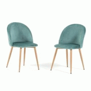 RATTATAN Lot de 2 chaises en velours avec pieds en métal, design élégant pour cuisine, salle à manger, bar ou restaurant – Sara – Vert jade/Ef RATTATAN Lot de 2 chaises en velours avec pieds en métal, design élégant pour cuisine, salle à manger, bar ou restaurant – Sara – Vert jade/Ef