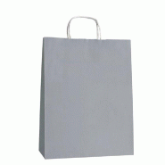 Sac kraft gris poignées torsadées 22x29+10cm - par 200 - design moderne et écologique