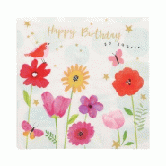 Serviettes, 3 plis pliage ¼ 33 cm x 33 cm "Birthday Flowers" (200 unités) PAPSTAR - multicolore papier 89716