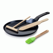 Set de 1 poêle de cuisson 26 cm en aluminium avec 3 ustensiles de cuisine Fackelmann Brandao - aluminium 3176239939965