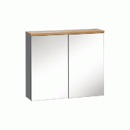 STELLAMEUBLES Armoire de toilette miroir BALI Grey 80 cm, 2 portes - 5907611647622