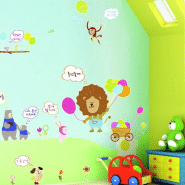 Sticker lion et animaux avec parties tableau blanc
