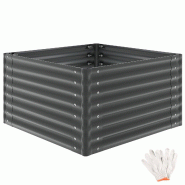 TecTake GmbH tectake Bac à fleurs surélevé Blomma galvanisé, différentes tailles 100 x 100 x 62 cm Gris Anthracite - noir acier 406434