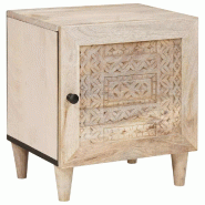 VidaXL Cabinet de chevet Beige 40 x 33 x 46 cm Bois d'acacia massif - Modèle Harmonie - 4018112