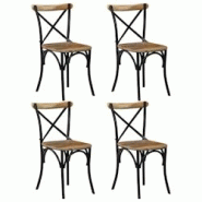 VidaXL Chaises à Dossier Croisé Lot De 4 Noir Bois De Manguier Massif - noir 278773 VidaXL Chaises à Dossier Croisé Lot De 4 Noir Bois De Manguier Massif - noir 278773