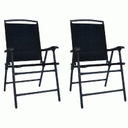 VidaXL Chaises De Jardin Pliables Lot De 2 Textilène Noir - noir 47923