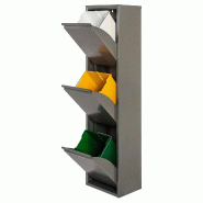 Armoire Métallique de Recyclage PAT 3 de couleur Grise - gris métal JBG004