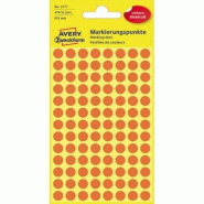Avery Zweckform Etui de 416 pastilles adhésives, diamètre 8 mm, coloris rouge fluo (4 feuilles / cdt) - 3177