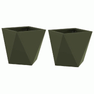 Helloshop26 - Lot de 2 jardinières modernes pour extérieur 30 x 30 x 30 cm en acier vert olive 02_0053055 - vert acier 3000237731835