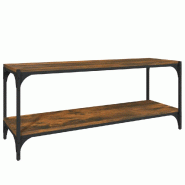 Helloshop26 - Meuble TV style industriel 100 x 33 x 41 cm grand espace de rangement décor cosy en bois d'ingénierie chêne fumé 02_0048393 - Bois m