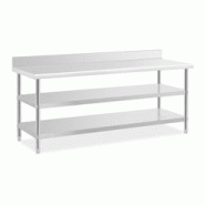 Helloshop26 - Table de travail acier inoxydable avec dosseret - 200 x 70 x 16,5 cm - 235 kg - 2 tablettes 14_0007311 - 3001284199784 Helloshop26 - Table de travail acier inoxydable avec dosseret - 200 x 70 x 16,5 cm - 235 kg - 2 tablettes 14_0007311 - 3001284199784