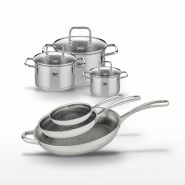 Lot de 3 Poêles 24/28/32 cm et 3 Faitouts 12/16/20 cm Elo Relief Evolution - gris inox 3176239958188
