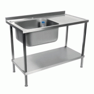 Plonge inox 1 bac à gauche et égouttoir sur pieds - P 600 x L 1000 mm | Vogue Plonge inox 1 bac à gauche et égouttoir sur pieds - P 600 x L 1000 mm | Vogue