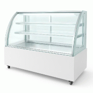 Romux® Vitrine Réfrigérée Pâtisserie sur Pied avec 2 Étagères Verre Courbé Blanche 300 Litres Ventilée | Vitrines Professionnelles - 8435811806824