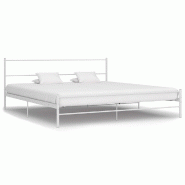 VidaXL Cadre de lit sans matelas et tête de lit blanc métal 160x200 cm Modèle Quermelor - 284696