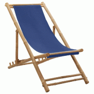 VidaXL Chaise De Terrasse Bambou Et Toile Bleu Marine - bleu 313019