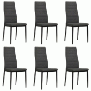 VidaXL Chaises à Manger Lot De 6 Gris Foncé Tissu - gris 275379 VidaXL Chaises à Manger Lot De 6 Gris Foncé Tissu - gris 275379