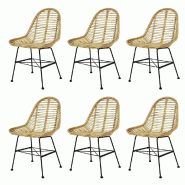 VidaXL Chaises à manger lot de 6 rotin naturel Modèle Vega Work Pro - 275498