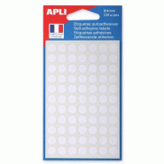 Apli Lot de 5 Etui de 539 pastilles adhésives blanches, diam. 8 mm (7 feuilles / cdt) - 3270241118308