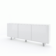 AQA Design Buffet VENBRUK 3 portes en mélamine blanc pierre/blanc brillant L.177 P.41 H.74 MP07028 - multicolore Bois manufacturé MP07028