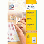 AVERY 2550 étiquettes prix enlevables Laser blanches, format 26 x 16 mm (25 feuilles A4 / cdt) - 4004182634103