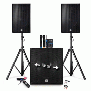 BM Sonic Pack sonorisation complet -BMS-1815 - 2600W-Enceintes 15" + Caisson 18" + Pieds -table de mixage  2 micros ss fils USB/BLUETOOTH - 3666638032