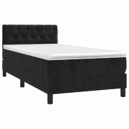 Décoshop26 - Cadre de lit LED avec sommier tête de lit matelas 80x200cm tissu velours noir TDL0209081 - noir 3001670647769_0