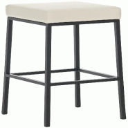 Décoshop26 - Tabouret de bar avec repose-pieds design moderne PVC crème et métal noir mat 10_0000646 - beige métal 3000752569609