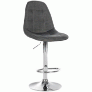 Décoshop26 - Tabouret de bar x1 avec repose-pieds hauteur réglable pivotant assise en tissu gris foncé cadre métallique chromé 10_0004845 - gris Décoshop26 - Tabouret de bar x1 avec repose-pieds hauteur réglable pivotant assise en tissu gris foncé cadre métallique chromé 10_0004845 - gris