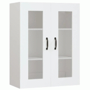 Helloshop26 - Armoire murale suspendue pratique 69,5 x 34 x 90 cm espace de rangement moderne en bois blanc 02_0048024 - blanc verre 3000235072725