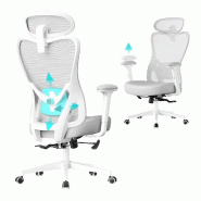 Helloshop26 - Chaise de bureau ergonomique fauteuil de bureau appui-tête et soutien lombaire réglables supporte jusqu'à 150 kg 12_0007986 - acier 3