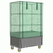 Helloshop26 - Jardinière bac lit surélevé plantes fleurs terrasse jardin surélevée avec housse et roues aspect rotin gris clair - gris 3000217921737