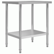 Helloshop26 - Table de travail de cuisine 80 x 60 x 85 cm acier Inoxydable 02_0001906 - inox 3000089931537
