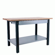 SimonRack Établi industriel avec tiroir, 1800x750 mm, plateau en bois lamellé 32 mm, charge 1000 kg, Noir - BT-6 PRO - noir métal 8425437126338