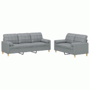 VidaXL Ensemble de canapés 2 pcs coussins gris clair tissu Modèle Delice Élite - 3201322
