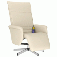VidaXL Fauteuil inclinable de massage et repose-pieds crème similicuir Modèle Ferdoria - 8721012044319