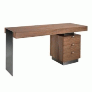 AC ANGEL CERDA Angel Cerdá Bureau en noyer et acier poli foncé 3237C 160 x 60 x 76 - 8435631024453 AC ANGEL CERDA Angel Cerdá Bureau en noyer et acier poli foncé 3237C 160 x 60 x 76 - 8435631024453