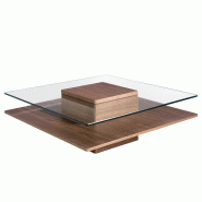 AC ANGEL CERDA Angel Cerdá Table basse carrée en verre trempé et noyer 2017C 100 x 100 x 35 - marron Bois manufacturé 8435631001928 AC ANGEL CERDA Angel Cerdá Table basse carrée en verre trempé et noyer 2017C 100 x 100 x 35 - marron Bois manufacturé 8435631001928
