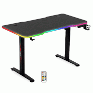 Amstrad DESK120T-LED-VORTEX Bureau electrique  avec retroéclairage RGB - Assis debout - Largeur 1m20 - Finition carbone - noir 3666630010740