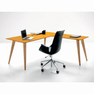 Bureau scandinave de qualité plateau laqué mat couleur 160 à 200 cm pieds bois massif avec retour Bureau scandinave de qualité plateau laqué mat couleur 160 à 200 cm pieds bois massif avec retour
