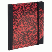 Cahier Marbré 17x22 192p./96 feuilles 90 g/m² brochées, élastique de fermeture, coloris rouge, ligné - 3370440272051