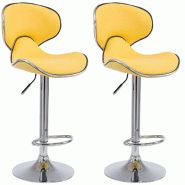 Décoshop26 - Tabouret de bar chaise de bar x2 hauteur réglable avec repose pieds en synthétique jaune et métal  TDB10127 - jaune métal 3000920069603
