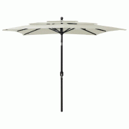 Helloshop26 - Parasol à 3 niveaux avec mât en aluminium 2,5 x 2,5 m sable 02_0008763 - 3000468447765