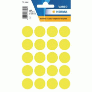 HERMA 100 pastilles adhésives coloris jaune fluo, Ø 19 mm (5 feuilles 9x16 / cdt) - 1884