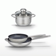 Lot 2 Poêles céramique 28/32 cm et Faitout 16 cm Elo Profi Therm Platinum - gris inox 3176239970333